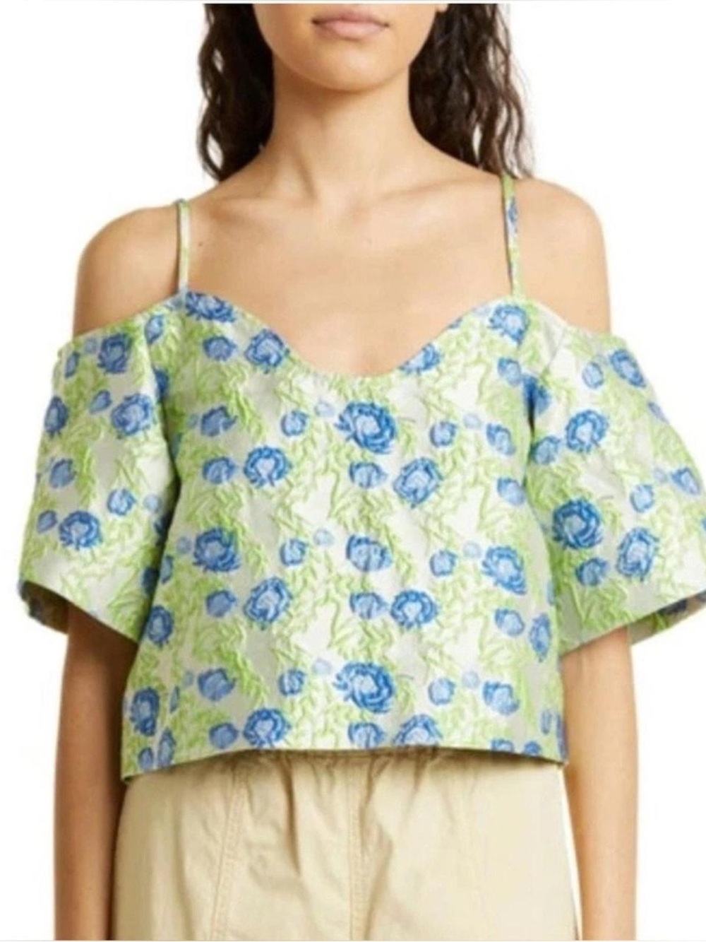 Ganni Women's Black Crop-top